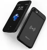 WELUV Wireless Battery Case for iPhone SE (2020/2022) 8 7 6S 6 Portable 3200mAh Rechargeable External Protective SE 2nd&3rd Gen Qi Charging Case Extended Battery Pack Black 4.7 inch New Version