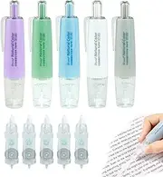 znxuey 5pcs colourful White Out correction tape with 5pcs Replacement Pull Out Correction Tape For School, Office, Crafting