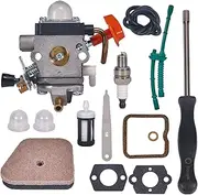 FS90R Carburetor C1Q-S174 for Stihl FS110R FS130R FS100 KM130R FS130 FS90 KM90R KM90 FS100RX FS110 KM110R HT100 HT101 Trimmer Weed Eater - with Djusting Tool & Valve Clearance Setting Kit