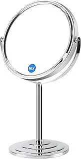 KOOSREEL Magnifying Makeup Mirror with 10X / 1X Magnification, Double Sided Vanity Tabletop Mirror & Travel Mirror with 360° Rotation for Dressing Table, Desk, Bathroom, Bedroom - 6 Inch