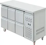 Six Drawer Under Counter/Bench Fridge with Top Chopping Board