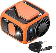 Portable Waist Fan, Personal Neck Fan, Portable 12h Runtime Personal Wearable Workout Neck Cooler with Flashlight, Waist Clip on Belt Neck Fan for Home Outdoor Travel Black Green Orange