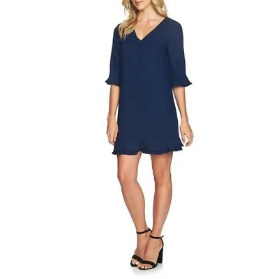 NWT Womens Size 6 Cece Navy Blue Kate Ruffle Shift Dress