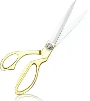 Gold Ribbon Cutting Scissors Heavy Duty, 10.5" Stainless Steel Big Scissors for