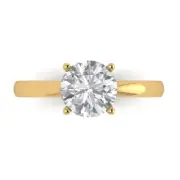 Yellow Gold Solitaire Promise Ring, 1.5 ct Round Cut Simulated Diamond