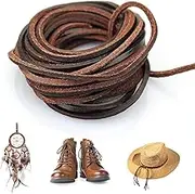 3mm Flat Genuine Leather Cord, Dark Brown Leather String for Jewelry Making, Craft Bracelets, Necklaces, Braiding, DIY Projects (5 Yards)