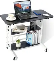 HEYInova Mobile Standing Desk, Laptop Table with Wheels,Adjustable Rolling Laptop Table with Tilt Tray,Tray Table for Home, Office and Bedroom (80 * 40*(60-90) cm)