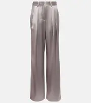 [Staud] Staud Luisa pleated high-rise satin pants AU 4 silver