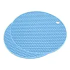 Silicone Trivet Mats 2pcs, Round Hot Pan Pads honey-comb Drying Mat - Light Blue