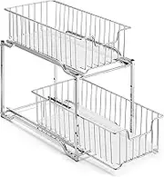 Simple Trending Stackable 2-Tier Under Sink Cabinet Organizer with Sliding Storage Drawer, Chrome
