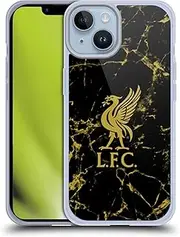 Head Case Designs Officially Licensed Liverpool Football Club Black & Gold Marble Crest & Liverbird Patterns 1 Soft Gel Case Compatible With Apple iPhone 14