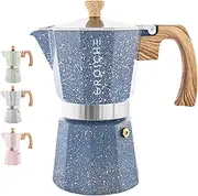 GROSCHE Milano Moka pot, Stovetop Espresso maker, Greca Coffee Maker, Stovetop coffee maker and espresso maker percolator (Indigo, 6 cup)