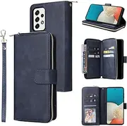 [YocoverTech] for Samsung A73 5G Case, for Galaxy A73 5G Wallet Case[9 Card Slots+1 Cash Slot] PU Leather Stand Flip Zipper Wallet for Samsung Galaxy A73 5G[6.7 inch]-Blue