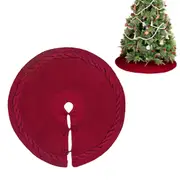 Wine Red Christmas Tree Skirt 92cm/122 cm Xmas Tree Knit Decorative Base Cover