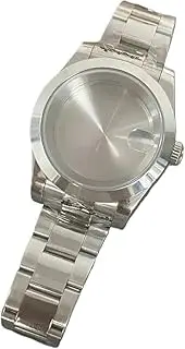 [WUYONGSI] 1pc 39mm/36mm Watch Case+Strap Kits for NH35 NH36 Case Oyster Perpetual Glass Men Steel Watch Case for NH35 NH36 Movement(with Log Window,36mm)