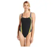 New Speedo Female Competitive Swimsuit 6/32 Quark Splice Black/Yellow