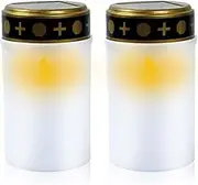 Litinliv 2pcs Solar LED Grave Light,Cemetery Candle Solar Powered,Flameless Grave Candle,Waterproof Memorial Candle,Grave Lamp with Light Sensor,Cemetery Candle,LED Grave Lights for Outdoor Use