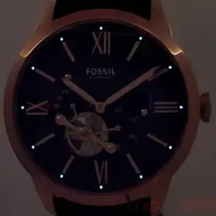 FOSSIL ME3170手錶 鏤空 機械錶 24制 玫瑰金殼 黑面 黑色錶帶 44mm男錶