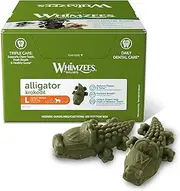 WHIMZEES Alligator Dental Dog Treats, Bulk Box, Large (18-27kg Dogs), Natural Daily Dental Chews (30 Count)