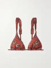 [Ulla Johnson] Ulla Johnson - Catalina Braided Floral-print Triangle Bikini Top - Red - small small Red