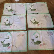 6 Tropical Fish Placemats Napkins Set St. Thomas Embroidered Party Summer Marlin