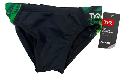 TYR Swimwear Boys 22 (US 6) Black Durafast Elite Cadence Racer New $34.99 New