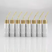 8PCS Gold Plated Copper 2mm Pin Banana Plug Hifi Audio Speaker Wire Connector