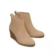 TOMS Clare Wedge Boot Dune Nubuck UK 6.5 FREE POST