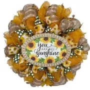 You Are My Sunshine Sunflower Wreath Handmade Deco Mesh