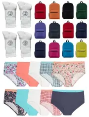BILLIONHATS 36 Piece Girls Kit 12 Socks, 12 Underwear, 12 School Backpacks
