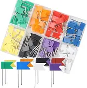 WangLaoWu Flag Pins, Pack of 160, 8 Colours, Classic Style, Alloy Steel Plastic, Marking Flags for World Maps, Maps, Pin Board, Bulletin Boards