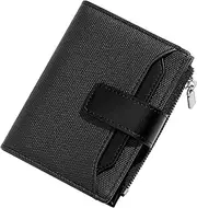 [YINHEXI] Small Wallet for Women, Women’s Wallet with Imitation Canvas PU leather, Bifold Zipper Pocket Wallet Card Case Purse with ID Window, Pitch black, Simplicity