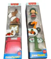 2 Fisher Price Little People Christmas Figures Reindeer Elf Set *Open Box