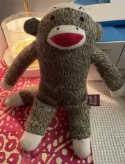 New MULTIPET 9" Sock Monkey 2022 Plush Dog Toy with one Squeaker NWOT