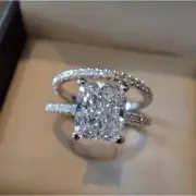 Cushion Cut 4.50 Ct White Diamond Art Deco Vintage Wedding Ring Set 925 Silver
