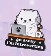 Cat Pin saying Go Away I'm Introverting enamel pin - Free Au Post - AU Stock