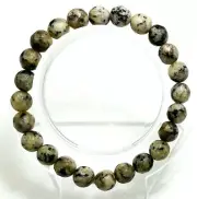 Dalmation Jasper Faceted Round Gemstone 8mm Beads Stretch Elastic Bracelet PGB73
