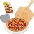 13" Round Pizza Stone with Bamboo Pizza Peel and Scraper Cordierite Pizza Stone