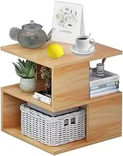 S-Shaped End Table,3 Tiered End Table, Modern Accent Bedside Nightstand, Small Spaces with Open Storage, Modern Coffee Table, for a Variety of Scenes.