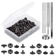 50 sets leather snap fasteners kit 10mm black metal snap buttons kit