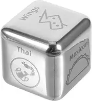 Kisangel Food Decision Dice Stainless Steel Multi Sided Game Prop for Fun Meal Choices for Family Gatherings Parties and Travel Adventures and Reliable Food Selector