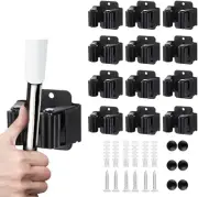 12PCS Broom and Mop Holder, Heavy Duty Garden Tool Organizer 12, Matte Black
