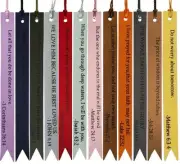 12 PC Bookmark Set Leather Tassel Scripture Inspirational .5” x 6" New Free Ship