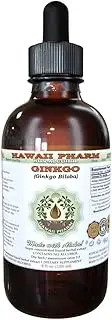 Ginkgo Alcohol-Free Liquid Extract, Organic Ginkgo (Ginkgo Biloba) Dried Leaf Glycerite Hawaii Pharm Natural Herbal Supplement 4 oz