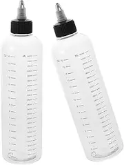 PLAFOPE 2Pcs Hair Color Applicator Bottles Transparent Squeeze Bottles with Scale for Accurate Mixing and Dispensing Reusable Dye Applicator for Salon and Home Use