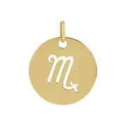 14k Yellow Gold 16.5 mm Scorpio Zodiac Disc Pendant for Women