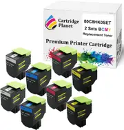 2 Sets BCMY Compatible Toner Cartridge for Lexmark 80C8HK0 80C8HC0 80C8HM0 80C8HY0 (4,000/3,000 (B/CMY) Pages) for Lexmark CX410 CX410DE CX510 CX510DE CX510DHE