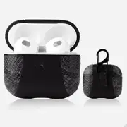 For AirPods 3rd Gen Case, PU Leather Snakeskin Texture, Protective Cover, Buckle, Grey