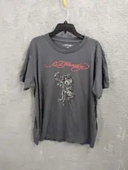 Ed Hardy Black Panther Fighting Snake, Gray Short Sleeve T-Shirt, Adult X Large
