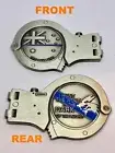Handcuff Coin #2, Silver, Police, Thin Blue Line, 1 x Item, 90mm Wide